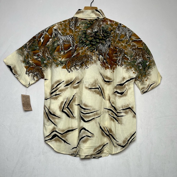 Denim Republic Vintage 90s NWT! Safari Artsy Animal Button Shirt Women Size L - Picture 3 of 4